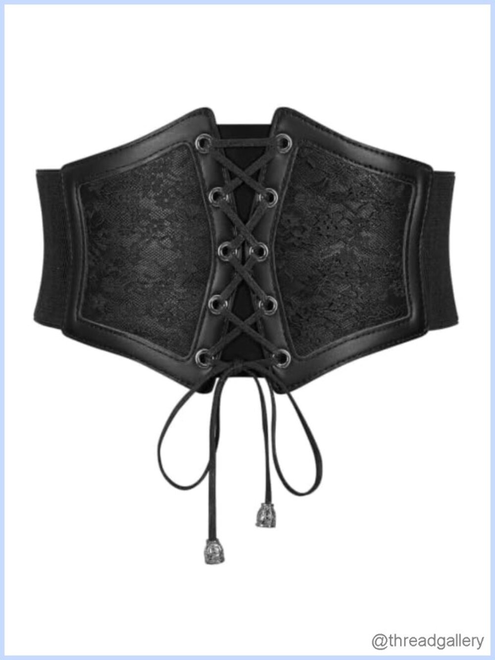 Women Elastic Corset Belt PU Leather Lace Cinch Waspie Waist Belt for Dress